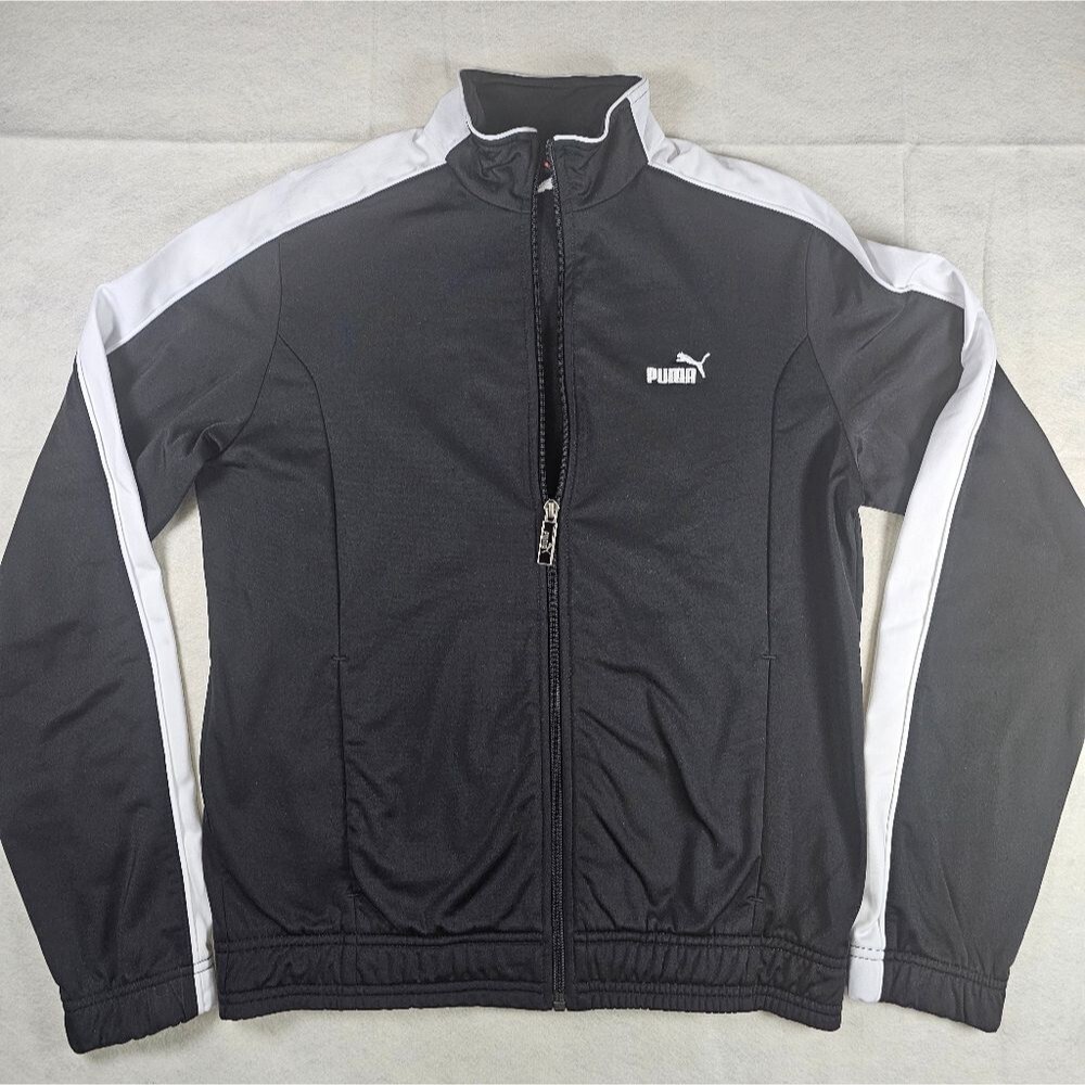 Puma Women's Black and White Track Jacket -- Full Zip -- Size Medium - Picture 2 of 6